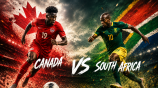 Banner de un jugador de canada y un jugador de sudafrica con sus banderas de fondo